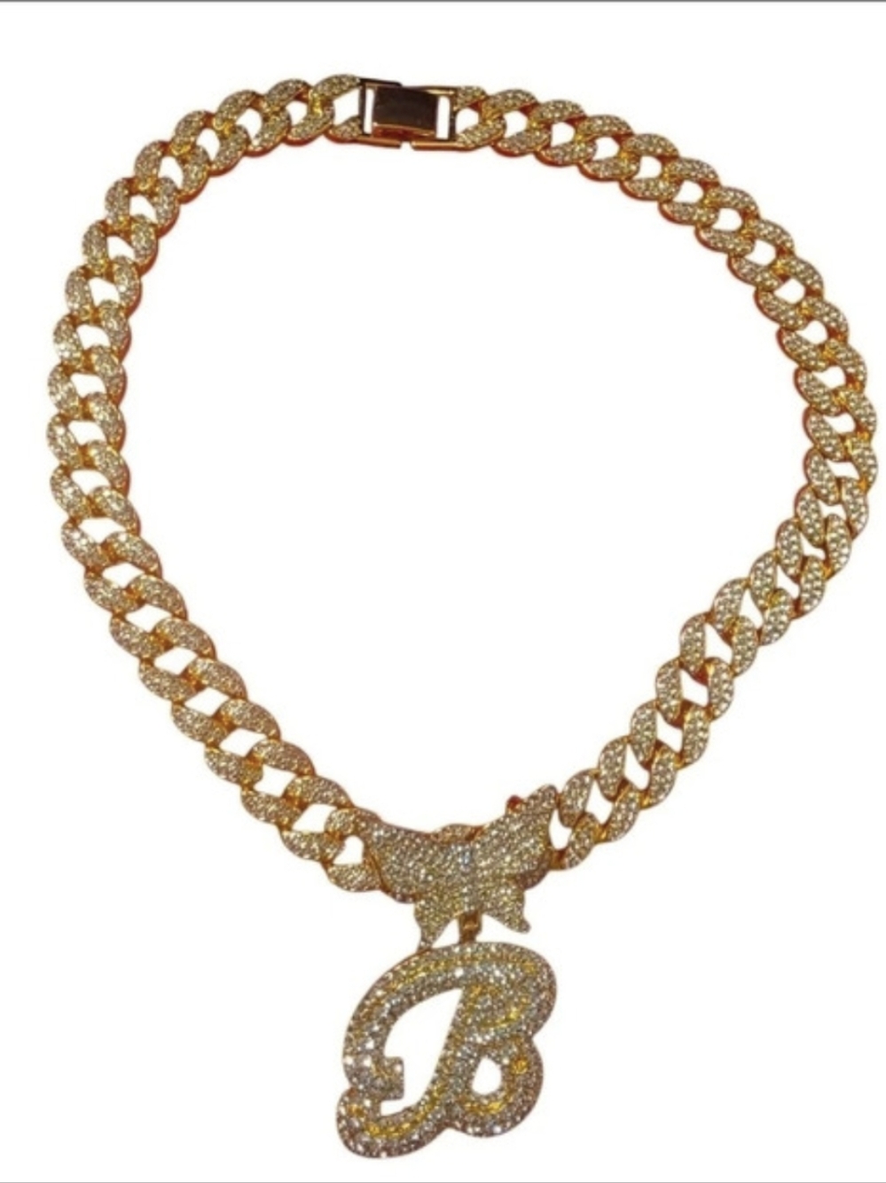 Jasny Jewelry Rhinestone Butterfly Pendant Necklace in Gold & Silver Like
